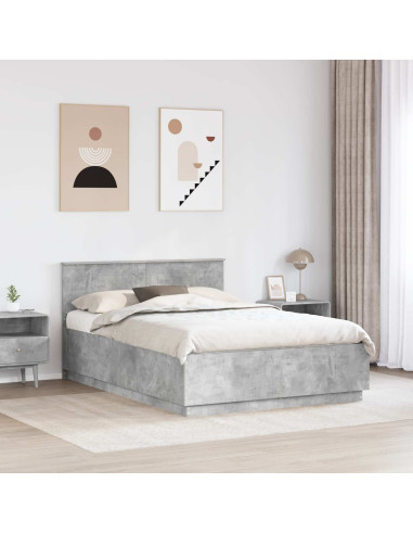 Struttura del letto con testiera Grigio cemento 140 x 190 cm