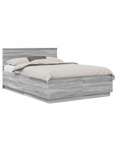 Struttura del letto con testiera Grigio Sonoma 140 x 190 cm 2