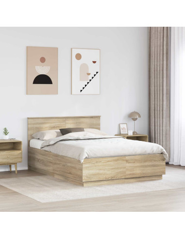 Struttura del letto con testiera Rovere Sonoma 140 x 200 cm