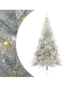Albero di Natale artificiale con luci integrate Argento 240 cm 2