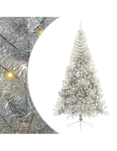 Albero di Natale artificiale con luci integrate Argento 240 cm