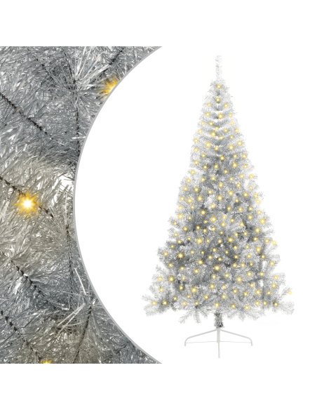 Albero di Natale artificiale con luci integrate Argento 240 cm