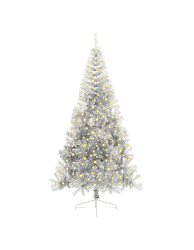 Albero di Natale artificiale con luci integrate Argento 240 cm