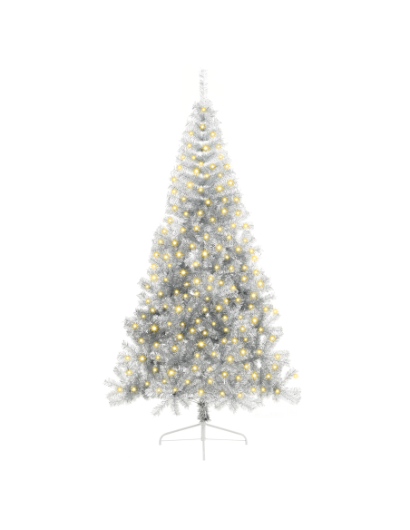Albero di Natale artificiale con luci integrate Argento 240 cm