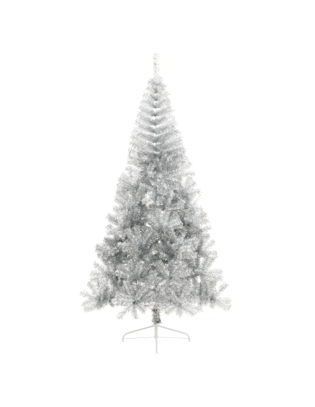 Albero di Natale artificiale con luci integrate Argento 240 cm