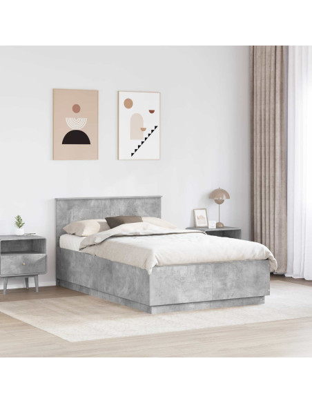 Struttura del letto con testiera Grigio cemento 135 x 190 cm