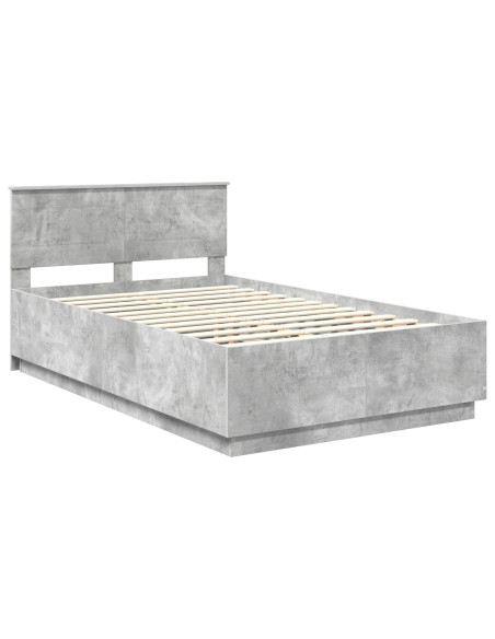 Struttura del letto con testiera Grigio cemento 135 x 190 cm