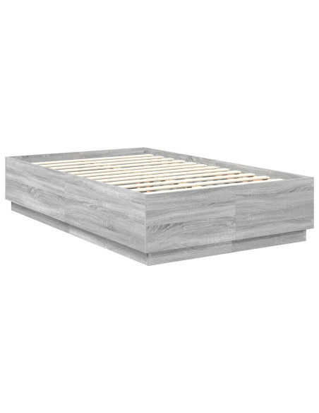 Struttura del letto con testiera Grigio Sonoma 135 x 190 cm