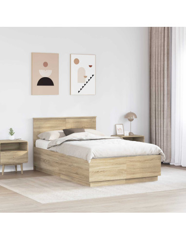 Struttura del letto con testiera Rovere Sonoma 120 x 190 cm