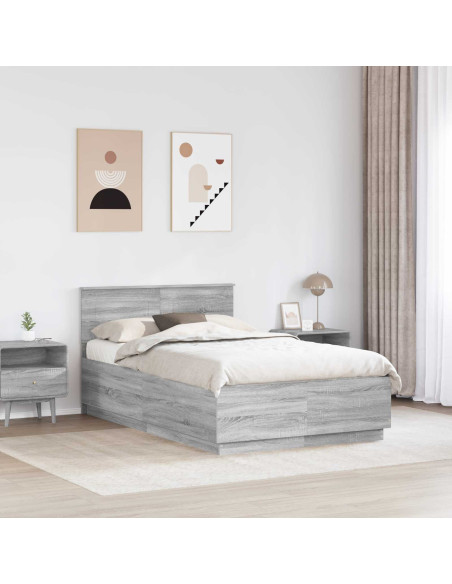 Struttura del letto con testiera Grigio Sonoma 120 x 200 cm
