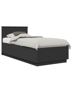 Struttura del letto Nero 100 x 200 cm Legno multistrato 2