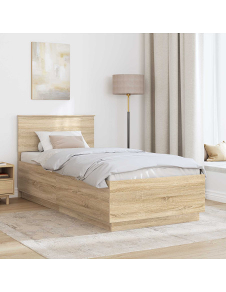 Struttura del letto con testiera Rovere Sonoma 100 x 200 cm