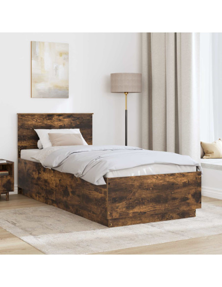 Struttura del letto Rovere fumé 100 x 200 cm Legno multistrato