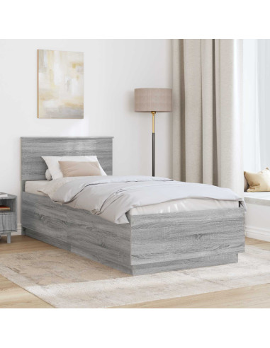 Struttura del letto con testiera Grigio Sonoma 100 x 200 cm
