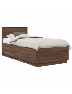 Struttura del letto con testiera Rovere Marrone 100 x 200 cm 2