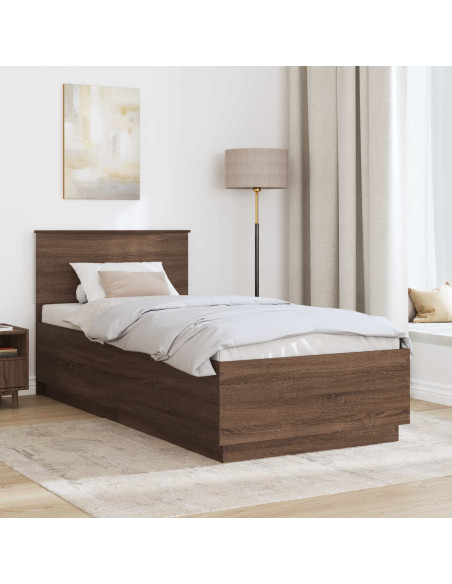 Struttura del letto con testiera Rovere Marrone 100 x 200 cm