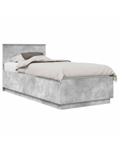 Struttura del letto con testiera Grigio cemento 90 x 200 cm 2