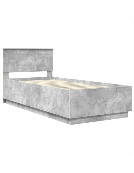 Struttura del letto con testiera Grigio cemento 90 x 200 cm