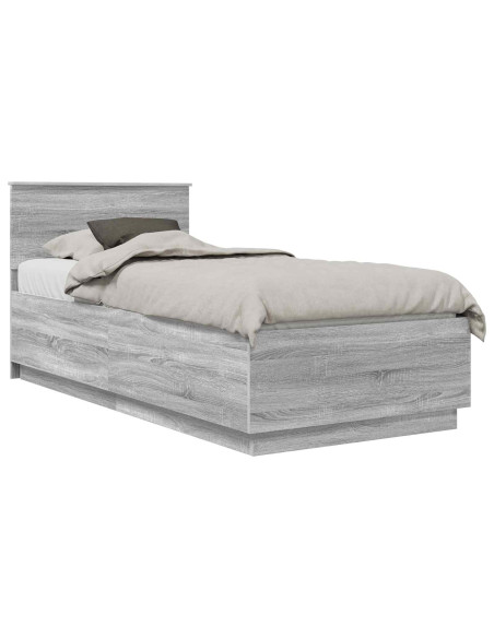 Struttura del letto Grigio Sonoma 70 x 190 cm Legno multistrato