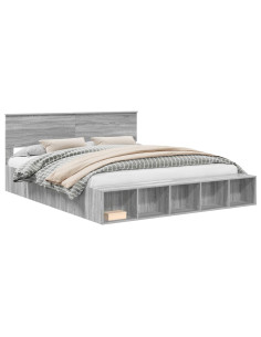 Struttura del letto con lo scaffale Grigio Sonoma 200 x 200 cm 2