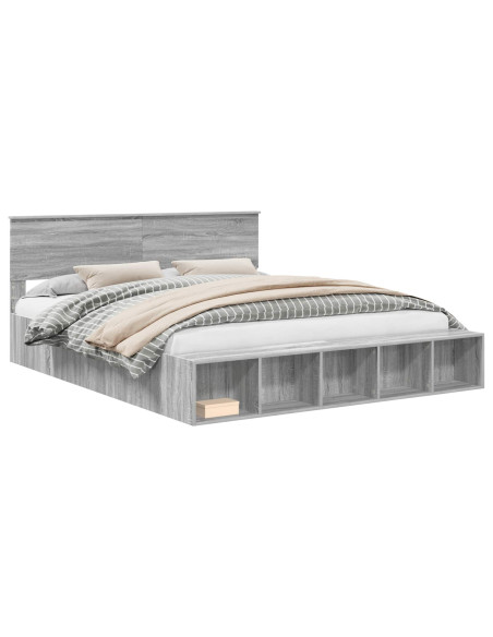 Struttura del letto con lo scaffale Grigio Sonoma 200 x 200 cm