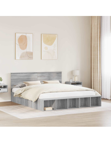 Struttura del letto con lo scaffale Grigio Sonoma 200 x 200 cm