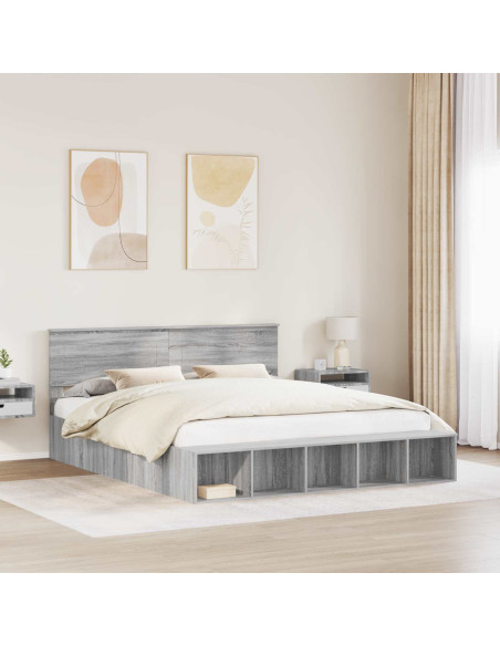 Struttura del letto con lo scaffale Grigio Sonoma 200 x 200 cm