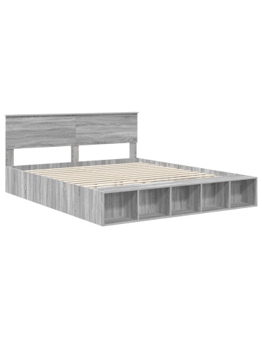 Struttura del letto con lo scaffale Grigio Sonoma 200 x 200 cm