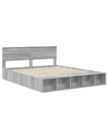 Struttura del letto con lo scaffale Grigio Sonoma 200 x 200 cm
