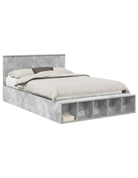 Struttura del letto con lo scaffale Grigio cemento 160 x 200 cm