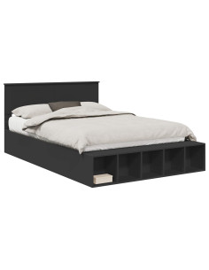 Struttura del letto Nero 150 x 200 cm Legno multistrato 2