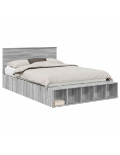 Struttura del letto con lo scaffale Grigio Sonoma 150 x 200 cm 2