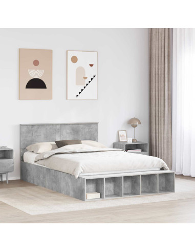 Struttura del letto con lo scaffale Grigio cemento 140 x 190 cm