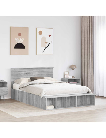 Struttura del letto con lo scaffale Grigio Sonoma 140 x 190 cm