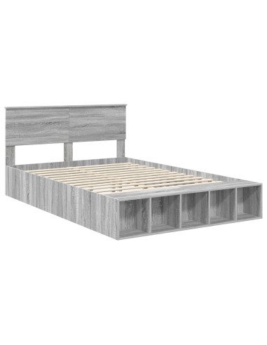 Struttura del letto con lo scaffale Grigio Sonoma 140 x 190 cm