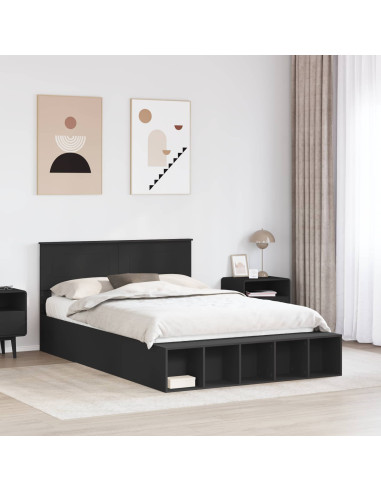 Struttura del letto Nero 140 x 200 cm Legno multistrato