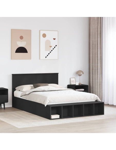 Struttura del letto Nero 140 x 200 cm Legno multistrato