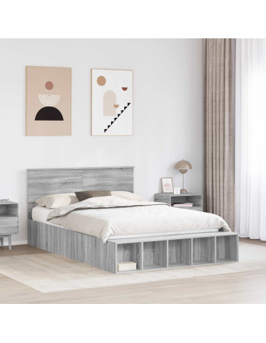 Struttura del letto con lo scaffale Grigio Sonoma 140 x 200 cm