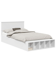 Struttura del letto Bianco 135 x 190 cm Legno multistrato 2