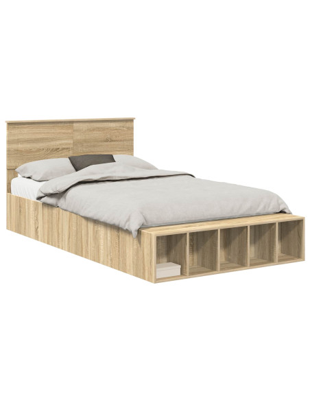 Struttura del letto con lo scaffale Rovere Sonoma 135 x 190 cm
