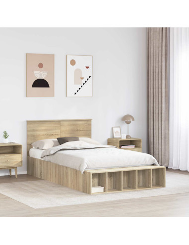 Struttura del letto con lo scaffale Rovere Sonoma 135 x 190 cm
