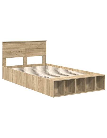 Struttura del letto con lo scaffale Rovere Sonoma 135 x 190 cm