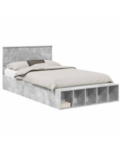 Struttura del letto con lo scaffale Grigio cemento 135 x 190 cm 2