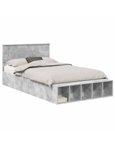 Struttura del letto con lo scaffale Grigio cemento 135 x 190 cm