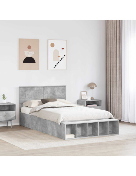 Struttura del letto con lo scaffale Grigio cemento 135 x 190 cm