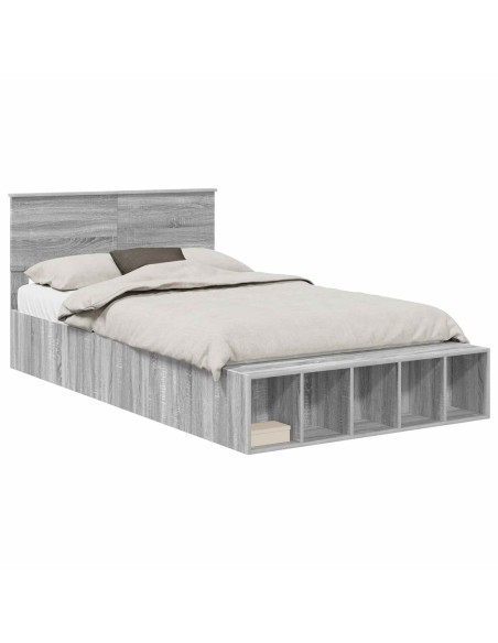 Struttura del letto con lo scaffale Grigio Sonoma 135 x 190 cm