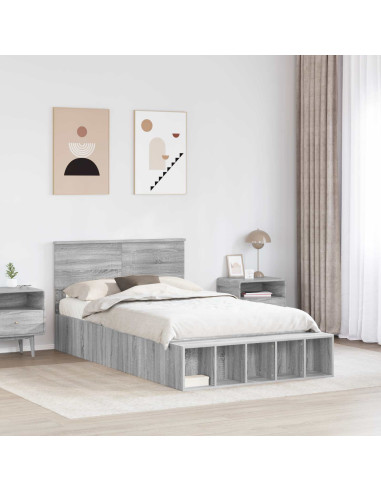 Struttura del letto con lo scaffale Grigio Sonoma 135 x 190 cm