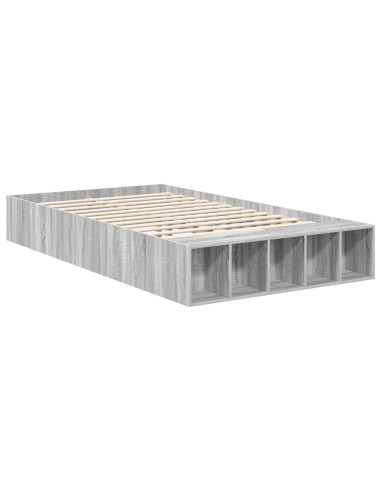 Struttura del letto con lo scaffale Grigio Sonoma 135 x 190 cm