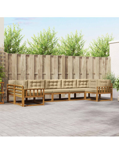 Set di divani da esterno con cuscino 7 pcs Naturale e Beige