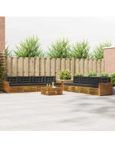 Set di divani da esterno con cuscino 9 pcs Naturale e Antracite